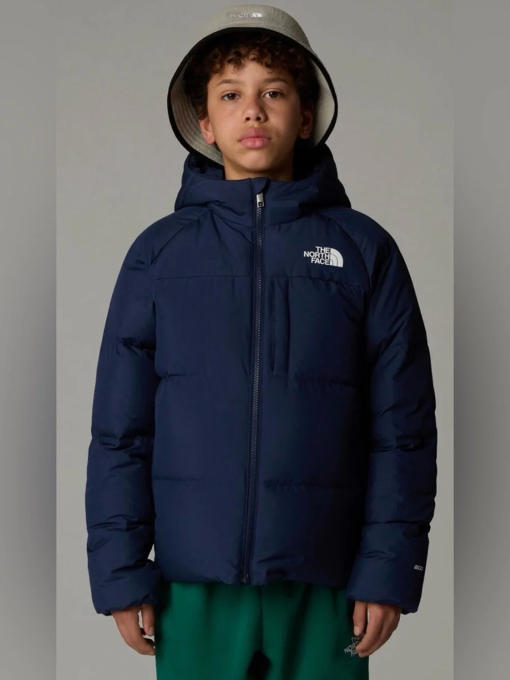 The North Face Navy Hooded Down Puffer Kids Jacket
